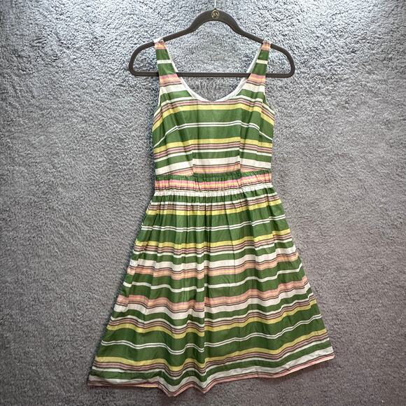 Boden Women's Size 2R Sleeveless Dress Green Pink Stripes Lined Pockets Casual - Picture 8 of 10